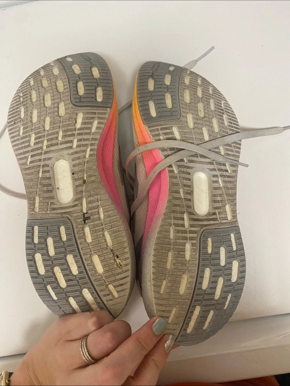 adidas white and Yellow-Pink Gradient Women's Running Shoes